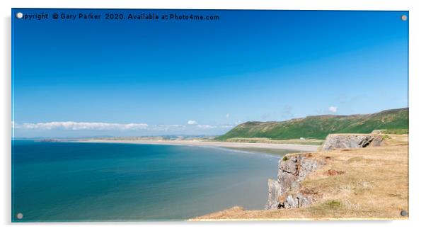 Rhossili Bay, Wales, from the Welsh coastal path Acrylic by Gary Parker