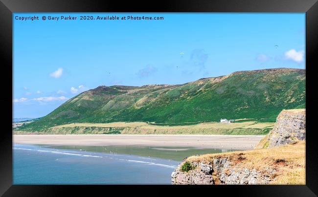 Rhossili Bay, Wales, on a summers day  Framed Print by Gary Parker