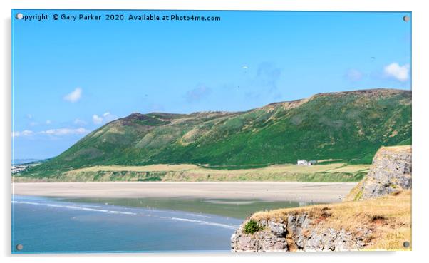 Rhossili Bay, Wales, on a summers day  Acrylic by Gary Parker