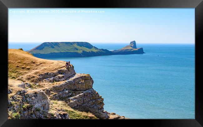 Worms Head, from the Wales Coastal Path.  Framed Print by Gary Parker