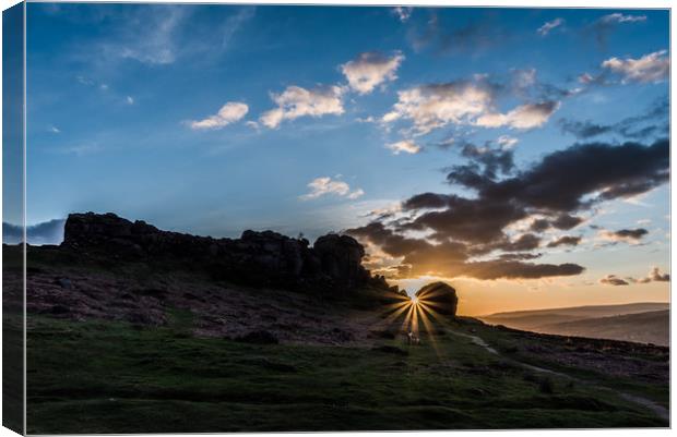 Sunset at Cow & Calf Rocks, Ilkley, Yorkshire Canvas Print by Robin Dearden