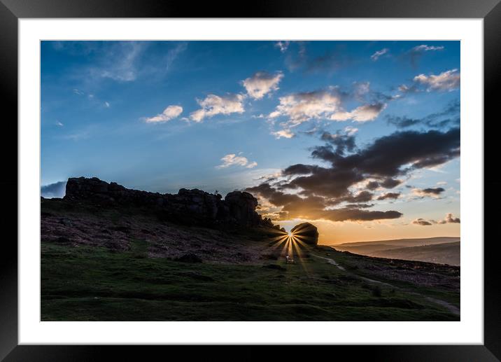 Sunset at Cow & Calf Rocks, Ilkley, Yorkshire Framed Mounted Print by Robin Dearden