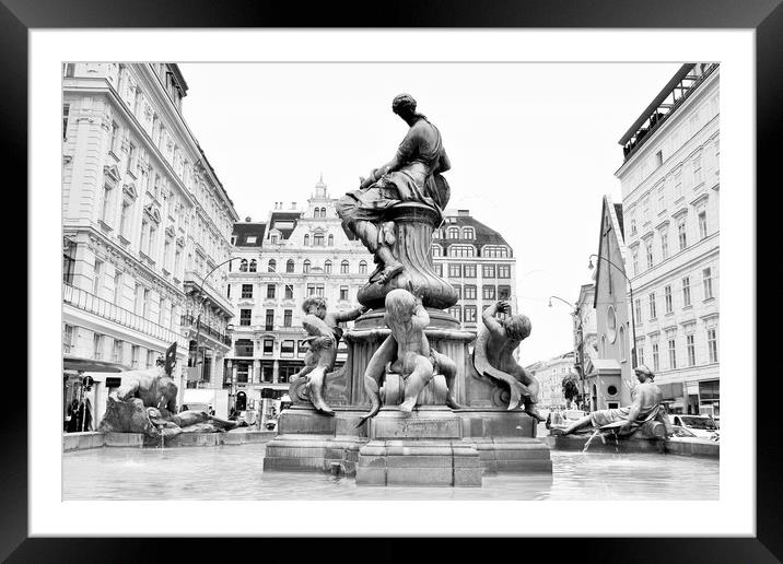 The Donner Fountain (Donnerbrunnen) in Neuer Markt Framed Mounted Print by M. J. Photography