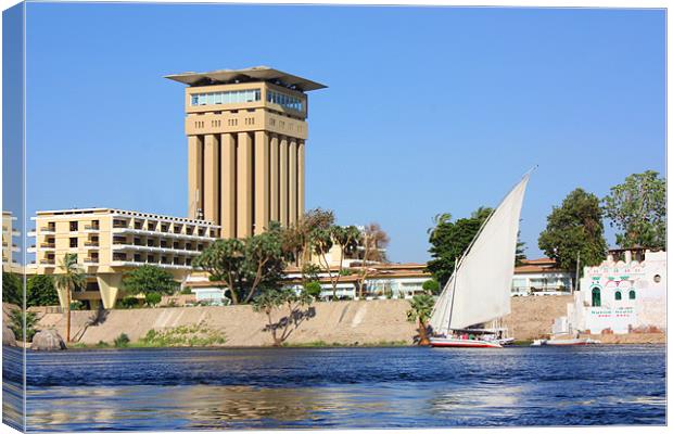 Felucca On The Nile Canvas Print by CJ Barnard