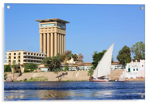 Felucca On The Nile Acrylic by CJ Barnard