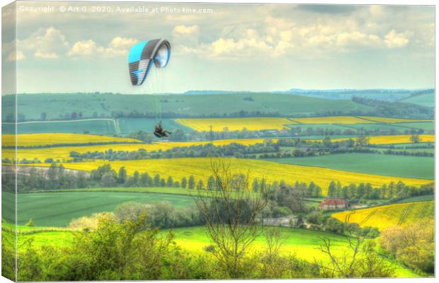 Paragliding at Butser Canvas Print by Art G
