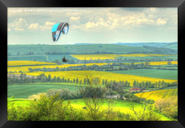 Paragliding at Butser Framed Print by Art G