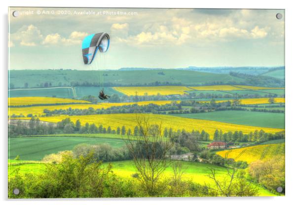 Paragliding at Butser Acrylic by Art G