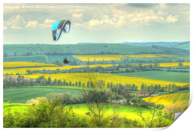 Paragliding at Butser Print by Art G