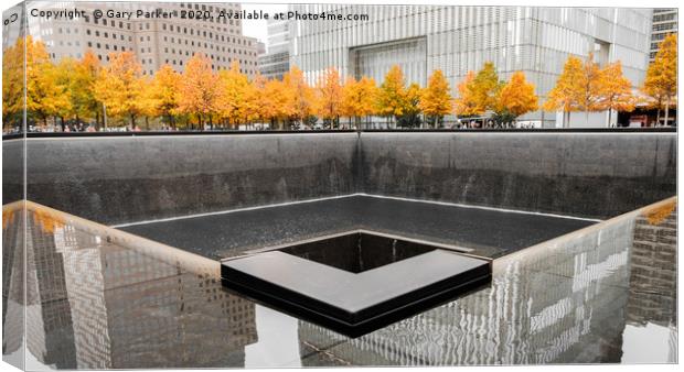 World Trade Center memorial in Lower Manhattan  Canvas Print by Gary Parker