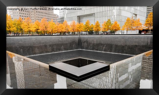 World Trade Center memorial in Lower Manhattan  Framed Print by Gary Parker