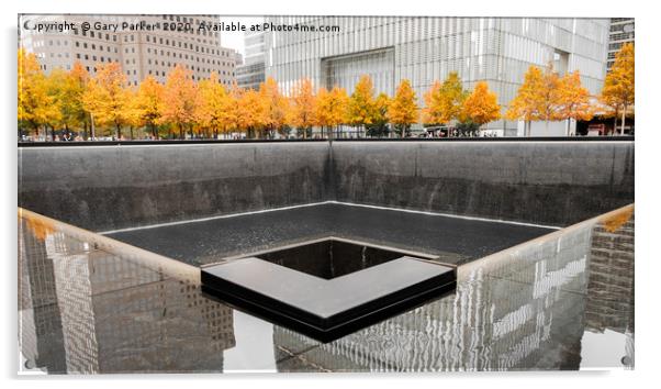 World Trade Center memorial in Lower Manhattan  Acrylic by Gary Parker