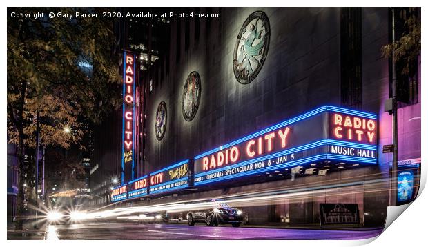 Radio City, New York, at night Print by Gary Parker