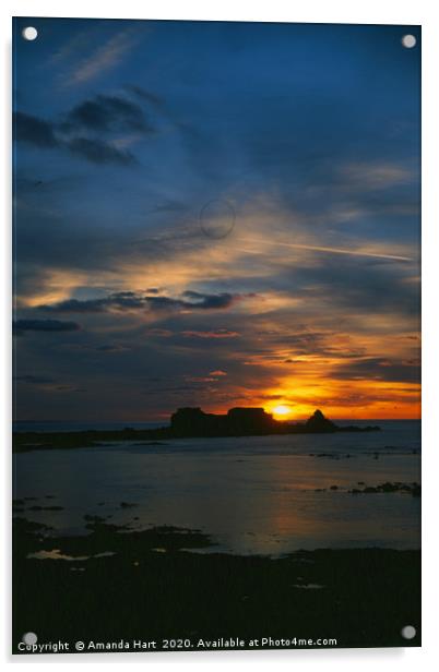 Sunset Clonque Bay, Alderney Acrylic by Amanda Hart