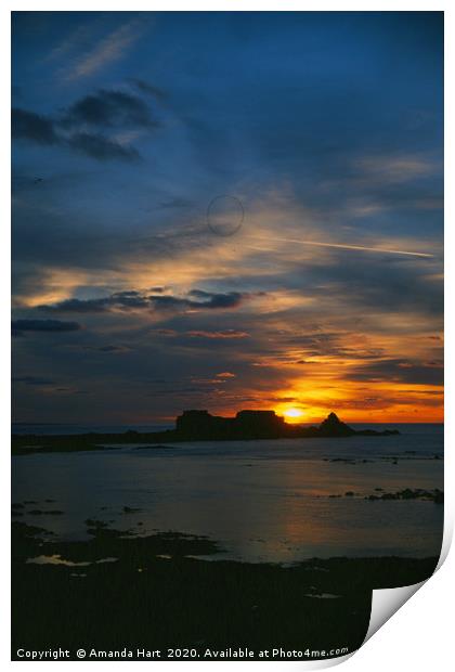 Sunset Clonque Bay, Alderney Print by Amanda Hart