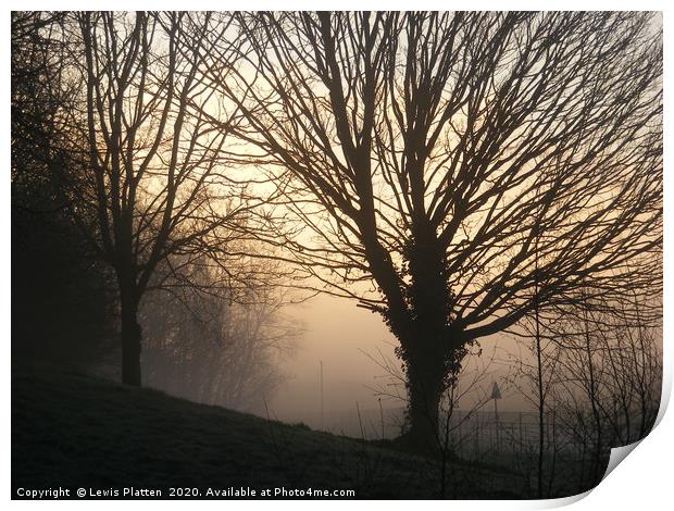 Cantley, on a misty winter's morning  Print by Lewis Platten