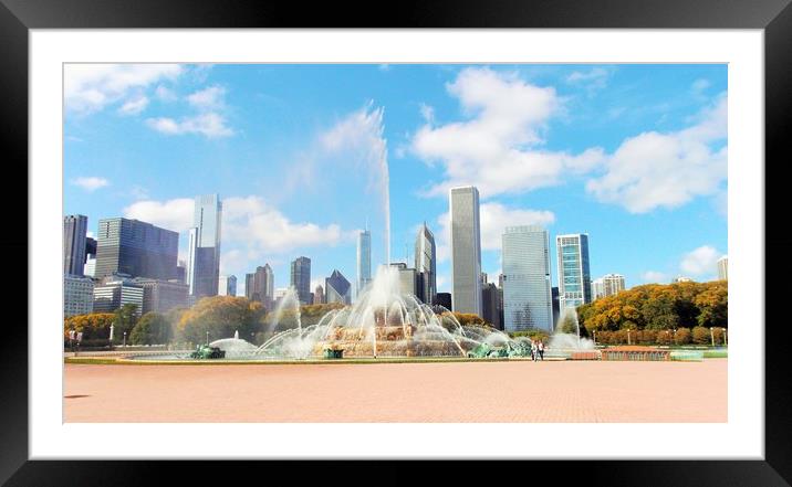 Buckingham Fountain at Grant Park in Chicago, USA Framed Mounted Print by M. J. Photography