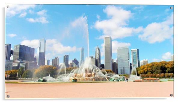 Buckingham Fountain at Grant Park in Chicago, USA Acrylic by M. J. Photography