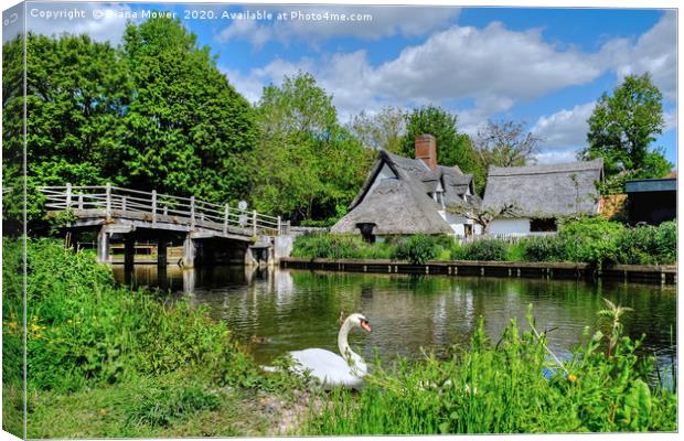Flatford Cottage on the Stour Canvas Print by Diana Mower