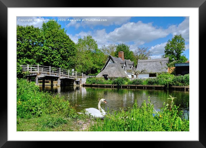 Flatford Cottage on the Stour Framed Mounted Print by Diana Mower