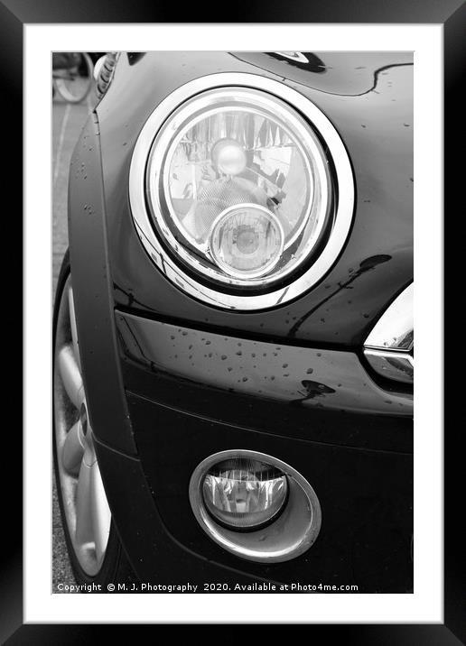 car, flashers, fog lights on The Mini Cooper S  Framed Mounted Print by M. J. Photography