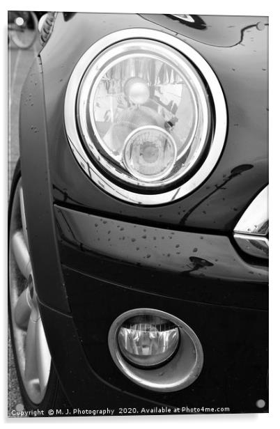 car, flashers, fog lights on The Mini Cooper S  Acrylic by M. J. Photography