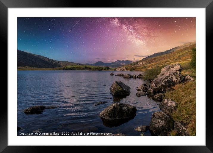 Llynnau Mymbyr And The Milky Way Framed Mounted Print by Darren Wilkes