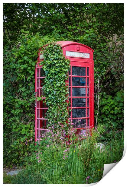 Abandoned British phone booth Print by Leighton Collins