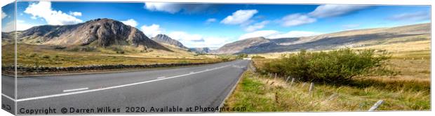 Panoramic View Tryfan North Wales  Canvas Print by Darren Wilkes