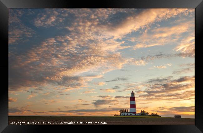 Big sky over Happisburgh Lighthouse Norfolk Framed Print by David Powley
