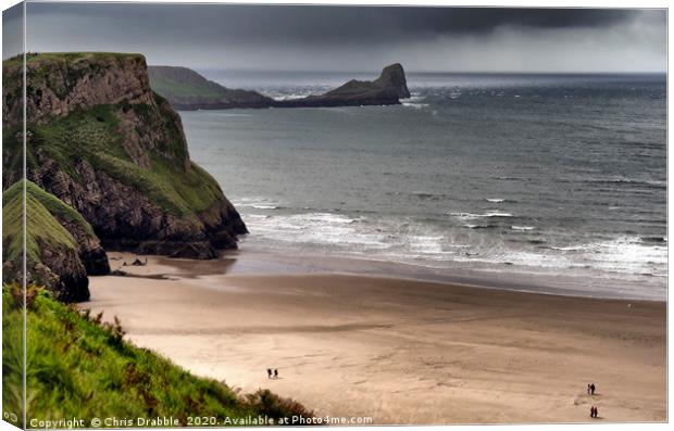 Worms Head, Rhossili Bay Canvas Print by Chris Drabble