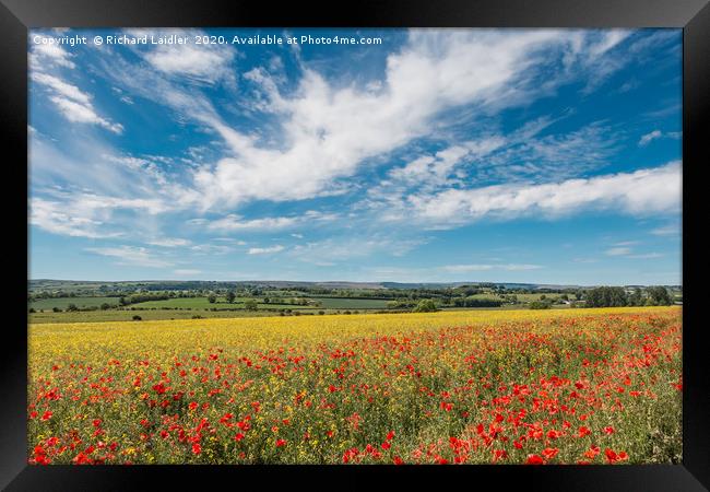 Poppies, Rape and a Big Sky Framed Print by Richard Laidler