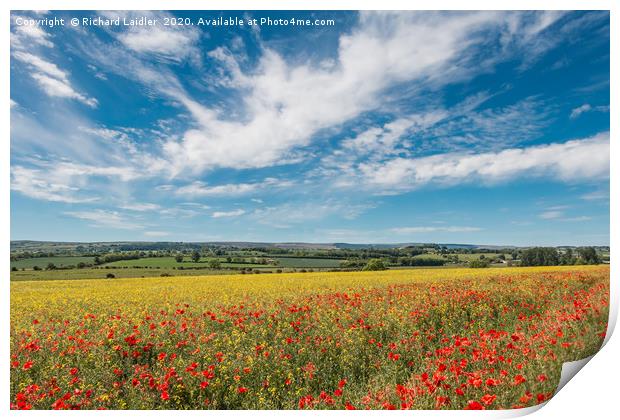 Poppies, Rape and a Big Sky Print by Richard Laidler