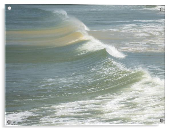 Bideford Bay waves in North Devon Acrylic by Tony Twyman