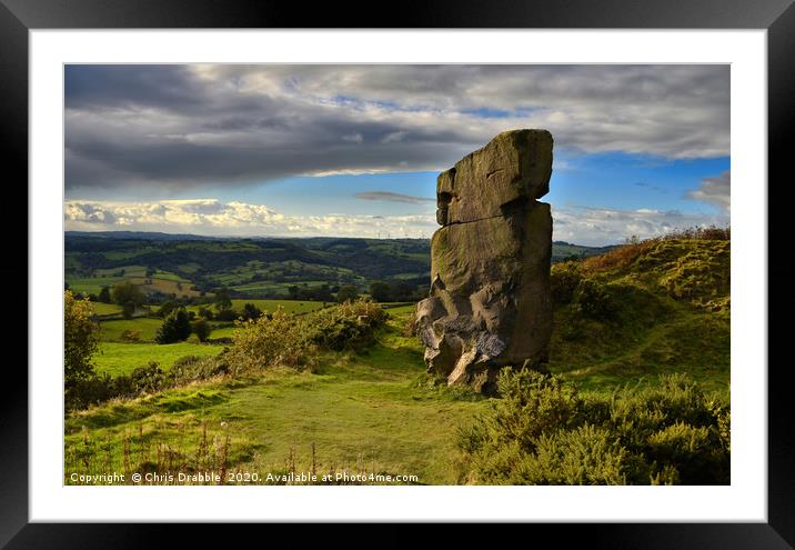 Alport Stone in evening light                      Framed Mounted Print by Chris Drabble