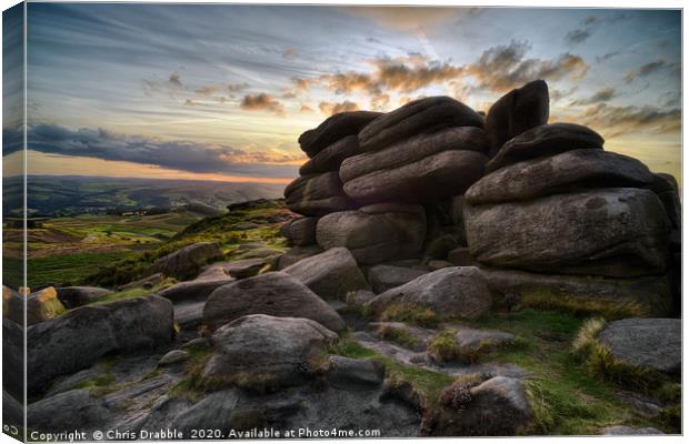 Higger Tor at evening light                       Canvas Print by Chris Drabble