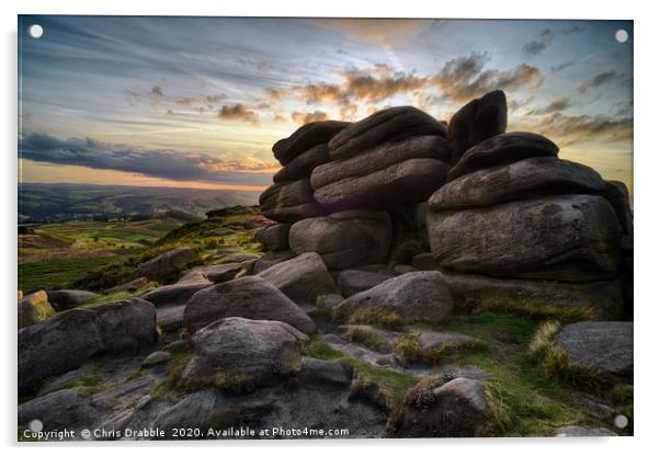 Higger Tor at evening light                       Acrylic by Chris Drabble