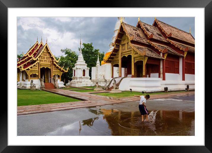 Chiang Mai , Thailand , Wat Phra Singh Framed Mounted Print by hector Christiaen