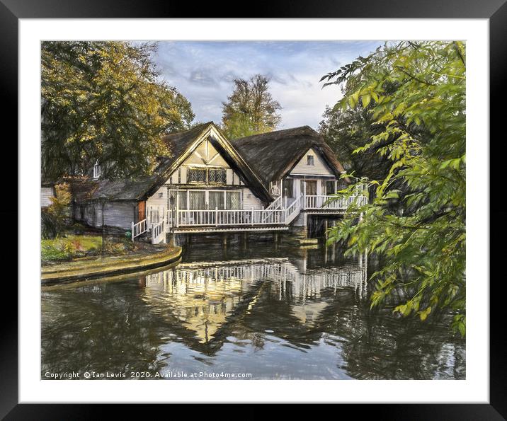 Picturesque Thames Boathouses At Goring Framed Mounted Print by Ian Lewis