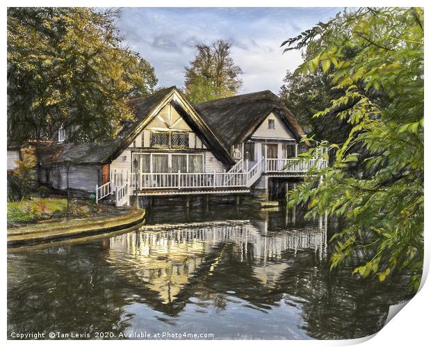 Picturesque Thames Boathouses At Goring Print by Ian Lewis