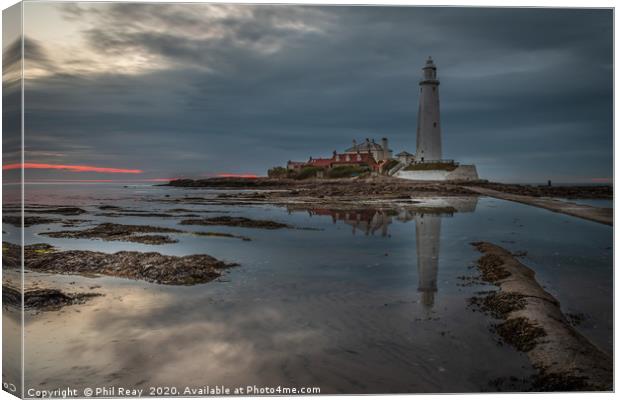 St Marys Island & lighthouse Canvas Print by Phil Reay