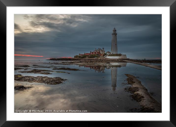 St Marys Island & lighthouse Framed Mounted Print by Phil Reay