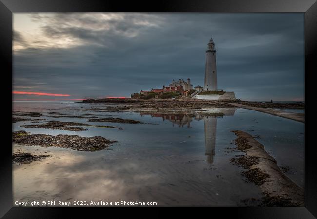 St Marys Island & lighthouse Framed Print by Phil Reay