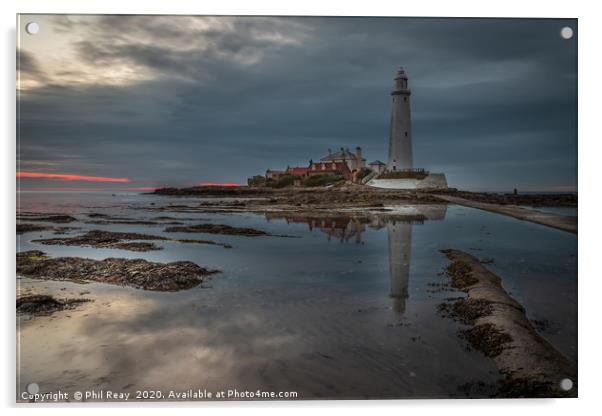 St Marys Island & lighthouse Acrylic by Phil Reay