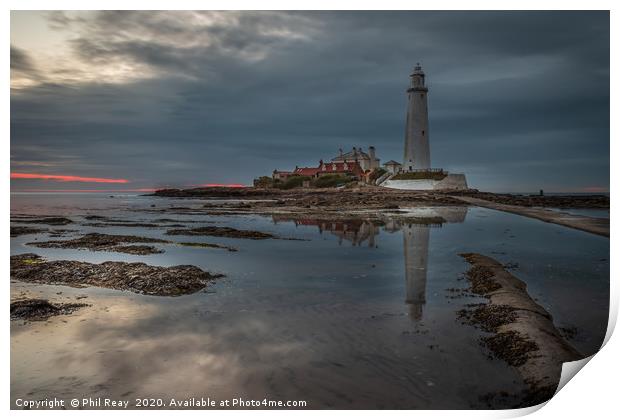 St Marys Island & lighthouse Print by Phil Reay