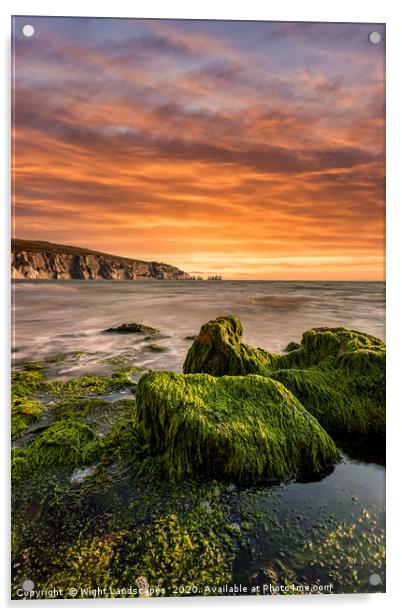 Alum Bay Rocks and The Needles Sunset Acrylic by Wight Landscapes