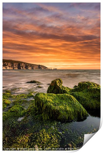 Alum Bay Rocks and The Needles Sunset Print by Wight Landscapes