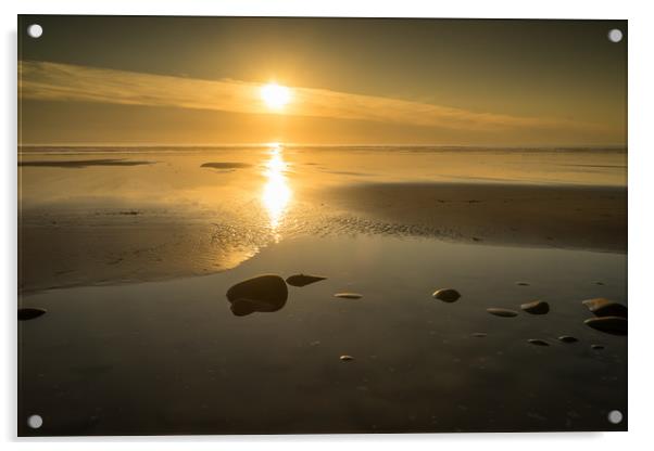 Westward Ho tidal pool sunset Acrylic by Tony Twyman