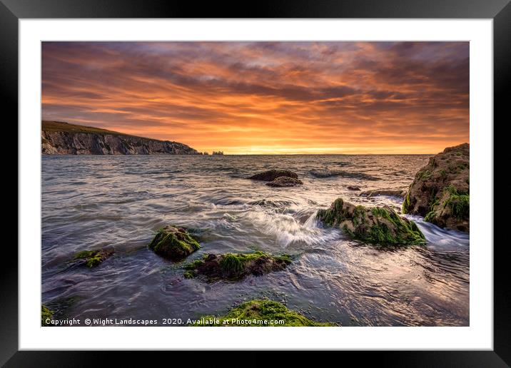 Alum Bay and The Needles Sunset Framed Mounted Print by Wight Landscapes