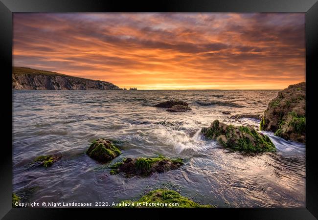 Alum Bay and The Needles Sunset Framed Print by Wight Landscapes